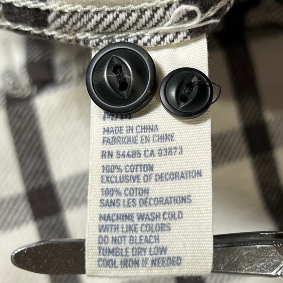 American Eagle Outfitters Mens Medium White Black Grid Plaid Flannel Shirt M - Picture 5 of 8